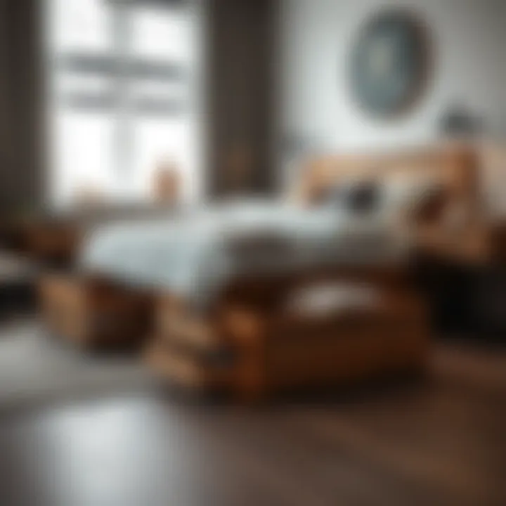 Stylish wooden drawers enhancing bedroom decor