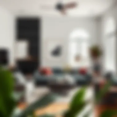 Elegant black steel pegboard integrated into a living room decor with plants and art