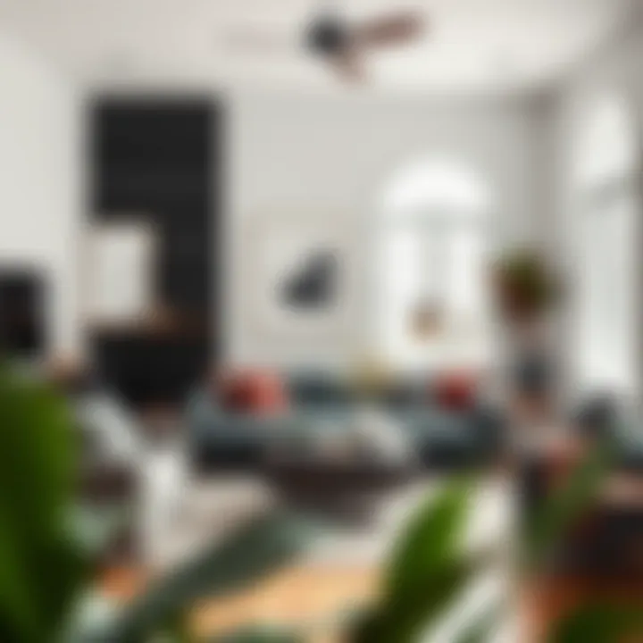 Elegant black steel pegboard integrated into a living room decor with plants and art