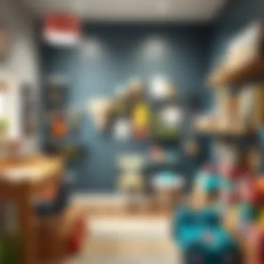 Creative black steel pegboard installation in a child's playroom for organization