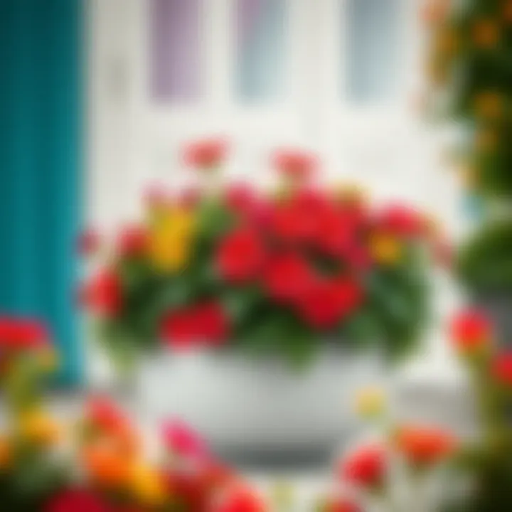 Elegant 20-inch round planter showcasing vibrant flowers