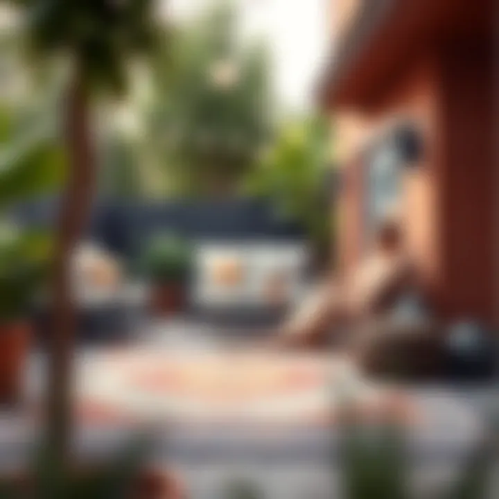 Stylish outdoor area with a 5x7 rug