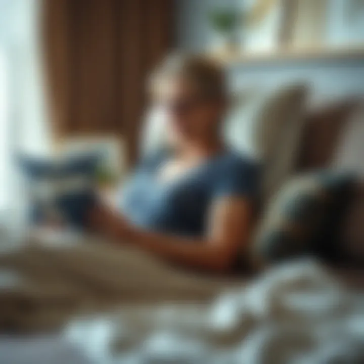 User enjoying enhanced comfort with wedge support pillow while reading