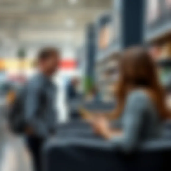 Customer interaction with Zinus products in-store