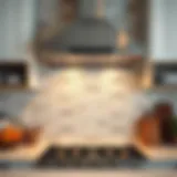 Illustration of a gas stove with a sleek exhaust fan above it, highlighting the integration into kitchen design.