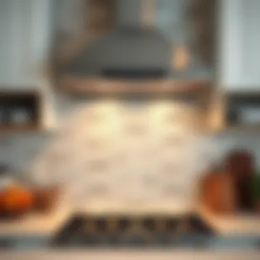 Illustration of a gas stove with a sleek exhaust fan above it, highlighting the integration into kitchen design.