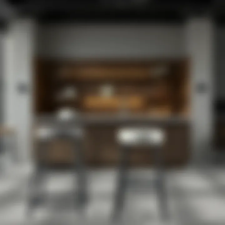 Elegant gray bar stools showcasing diverse materials and textures