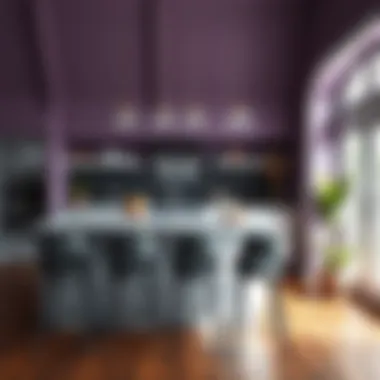 Chic gray bar stools complementing a vibrant interior design