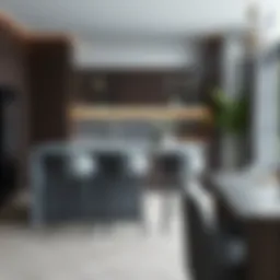 Contemporary gray counter height bar stools in a modern kitchen setting