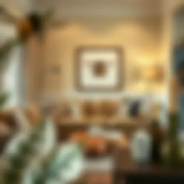 Bee-Inspired Living Room Decor A cozy living room featuring bee-inspired decorative pillows and artwork.