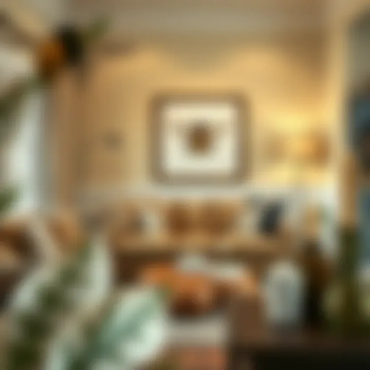 Bee-Inspired Living Room Decor A cozy living room featuring bee-inspired decorative pillows and artwork.