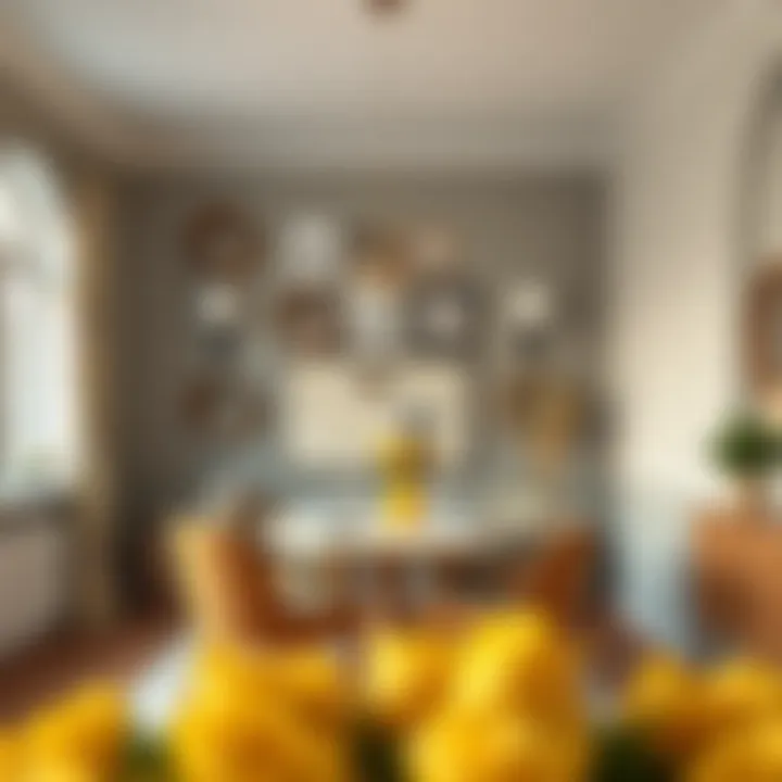 Honeycomb Dining Area Design A stylish dining area adorned with honeycomb patterns and bee motifs.