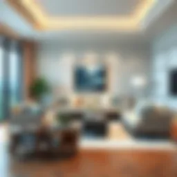 Elegant living room featuring a matching sofa and chair set