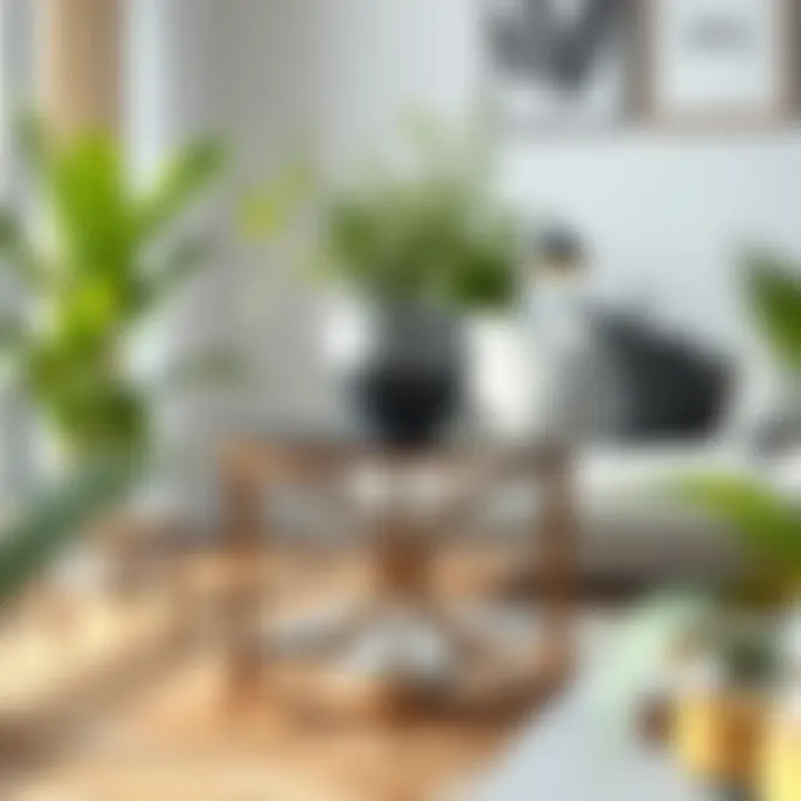 Stylish metal plant table with greenery in a contemporary setting