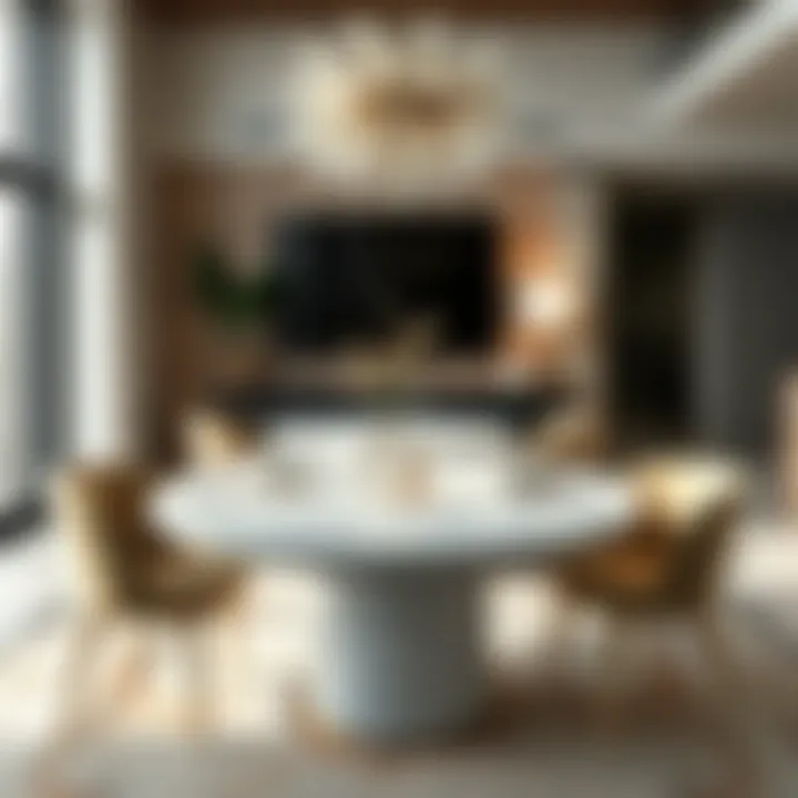 Diverse interior spaces enhanced by 42-inch round marble tables