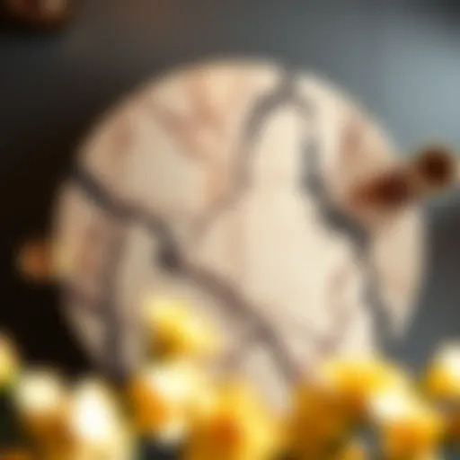 Exquisite Marble Veining Elegant round marble table top showcasing intricate veining