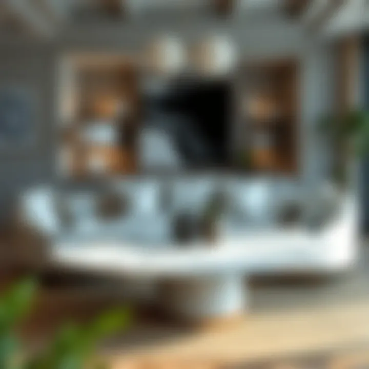 Stylish living room featuring a 42-inch round marble table at the center