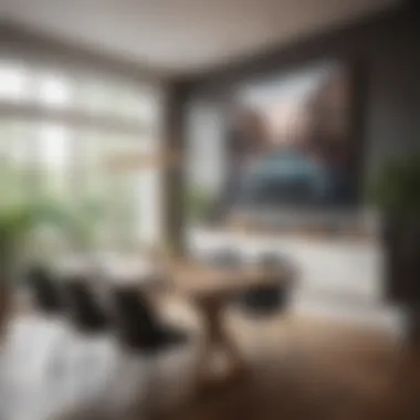 Dining Spaces Elevated by Modern Art A contemporary dining area featuring an oversized piece of modern art