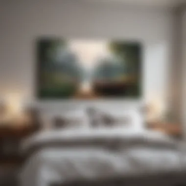 Creating Tranquility in Bedrooms with Large Art A serene bedroom with a calming landscape painting above the bed