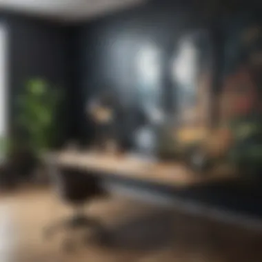 Enhancing Workspaces with Bold Murals A close-up of a striking mural that enhances an office environment