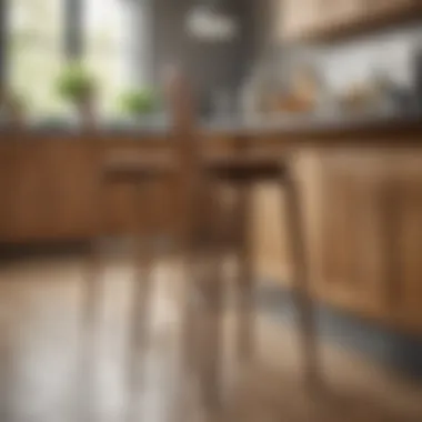 Elegant high backed wooden bar stool in a modern kitchen setting