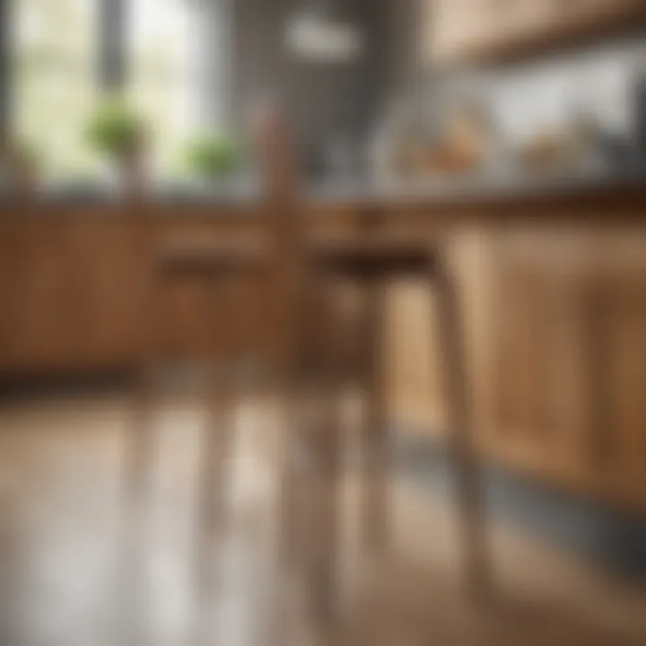 Elegant high backed wooden bar stool in a modern kitchen setting