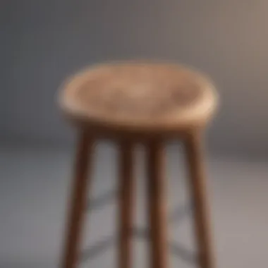 Close-up of intricate design details on a wooden bar stool