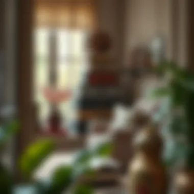 An artistic arrangement of decorative boxes in a cozy reading nook