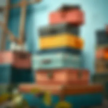 Colorful decorative boxes showcasing diverse materials and textures