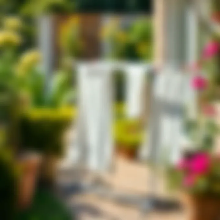 An outdoor drying rack set up in a sunny garden