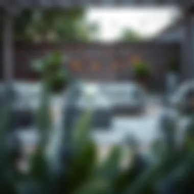 A stylish gray patio rug enhancing an outdoor seating area