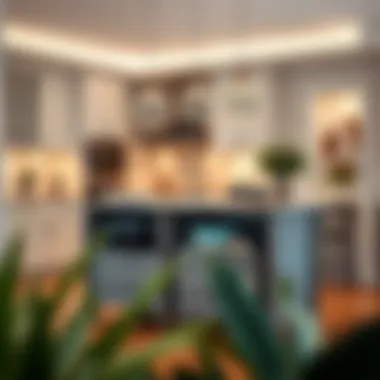 Elegant kitchen island featuring a microwave cart