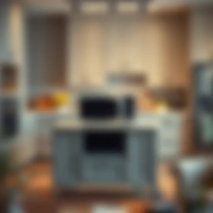 Functional layout showcasing a microwave cart within a kitchen island