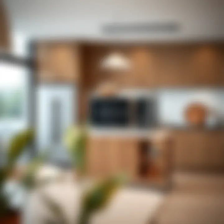 Stylish design of a microwave cart in a modern kitchen