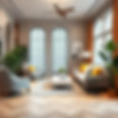 Elegant Living Room with Floor Plant Elegant living room featuring a large floor plant
