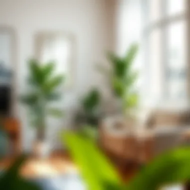 Stylish Placement of Floor Plants Stylish placement of floor plants in interior spaces