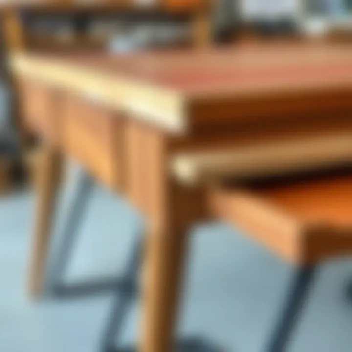 Close-up of pin leg construction materials highlighting craftsmanship