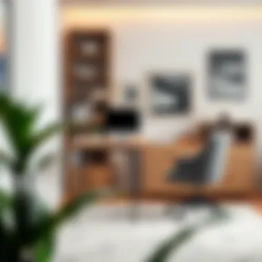 Stylish pin leg desk integrated into a modern home office