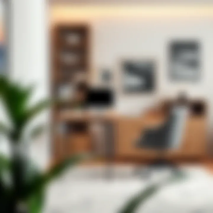 Stylish pin leg desk integrated into a modern home office