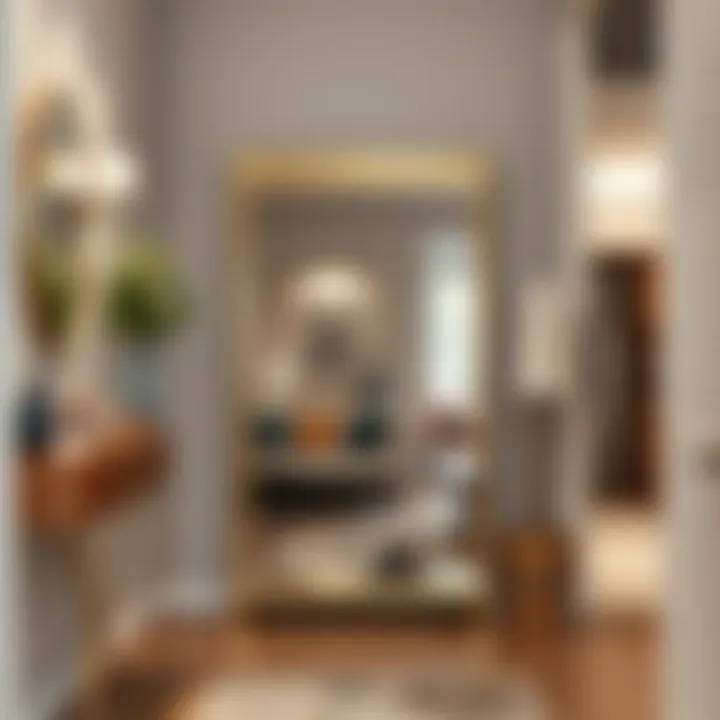 Entryway Elegance with Mirrored Shoe Rack Stylish placement of mirrored shoe rack in entryway