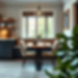 Stylish two-person breakfast nook table in a modern kitchen setting