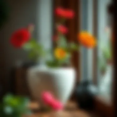 Elegant Ceramic Pot with Vibrant Flowers Elegant ceramic 20 inch pot with vibrant flowers