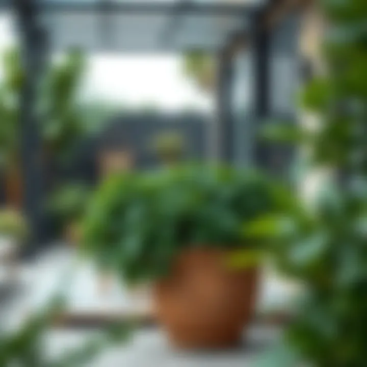 Lush Greenery in a Modern Patio Setting Lush greenery in a 20 inch pot on a modern patio