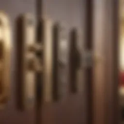 Different types of door cabinet hinges displayed together