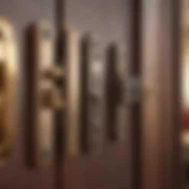 Different types of door cabinet hinges displayed together