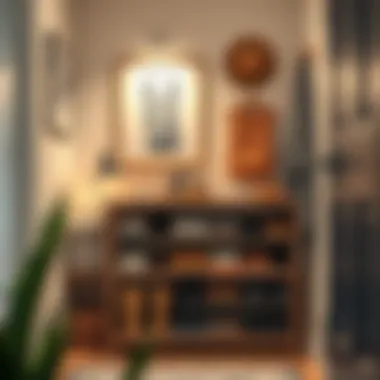 Functional shoe storage solution in entryway