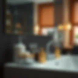 Elegant bathroom accessories displayed in a modern setting