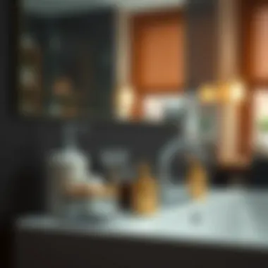 Elegant bathroom accessories displayed in a modern setting